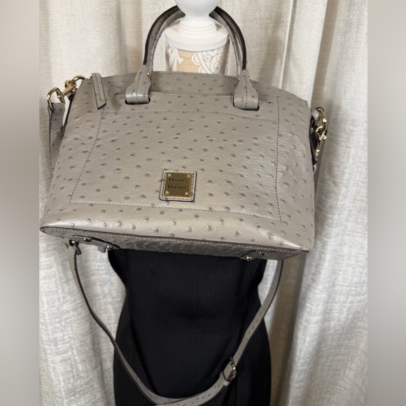 Dooney & Bourke Gray Ostrich Leather Satchel Crossbody Bag Purse - Picture 12 of 12